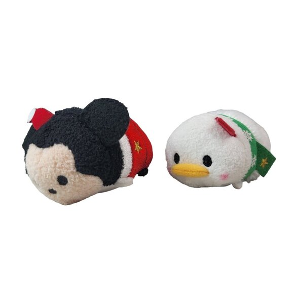 Disney Mini Plush 3.5" Christmas Mickey Mouse Donald Duck Stackable Tsum Tsum - Picture 1 of 8